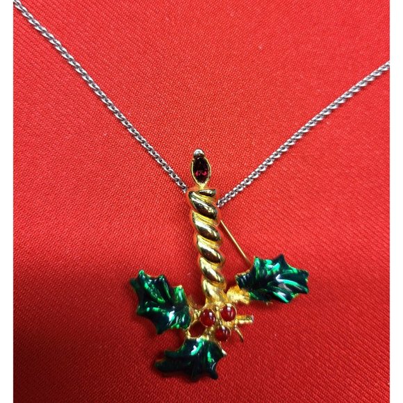 Christmas Pins/ Brooch Set of 2 Christmas Holly Berry marked "AK" & Holly Leaf B - Picture 8 of 10